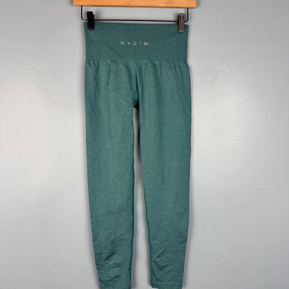 NVGTN Women's Small Teal Seamless Contour Leggings High Waisted Activewear Nylon - Picture 3 of 7